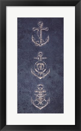 Framed Anchor Coastal Blues 1 Print