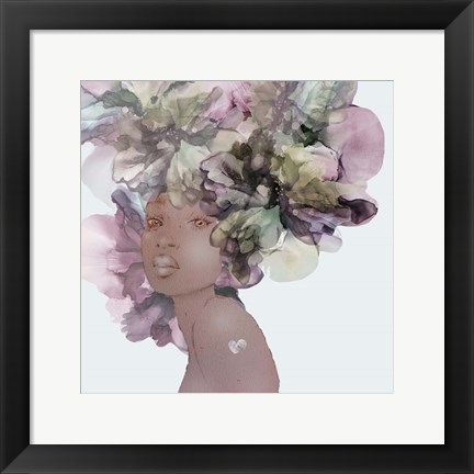 Framed Flower Girl With Heart 1 Print