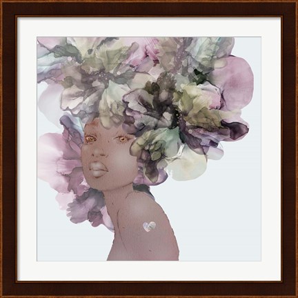 Framed Flower Girl With Heart 1 Print