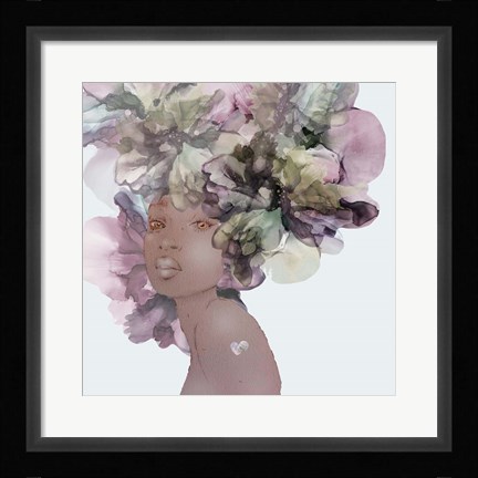 Framed Flower Girl With Heart 1 Print