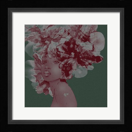 Framed Flower Girl With Heart 1 V2 Print