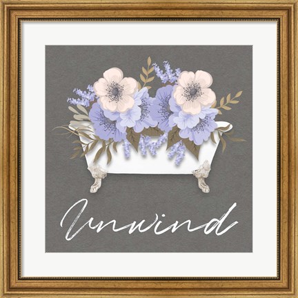 Framed Unwind Floral Bath 2 Print
