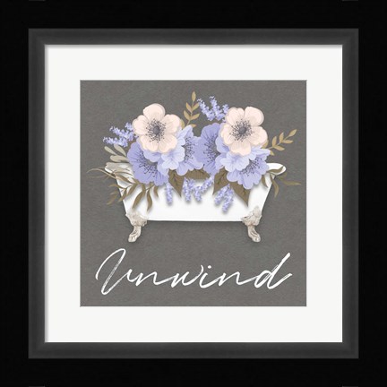Framed Unwind Floral Bath 2 Print