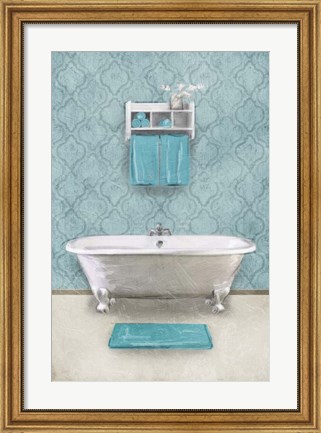 Framed Vintage Teal Bath Print