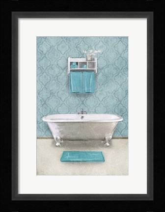 Framed Vintage Teal Bath Print