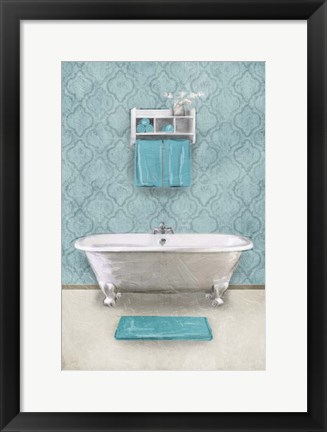 Framed Vintage Teal Bath Print