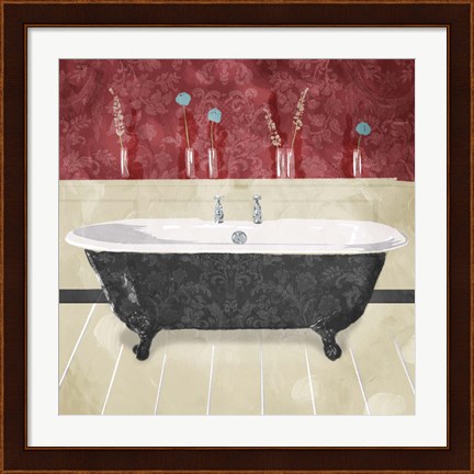 Framed Bathroom Florals Crimson 2 Print