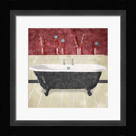 Framed Bathroom Florals Crimson 2 Print