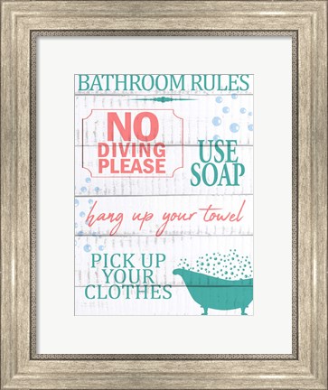 Framed Bath Rules 1 Print