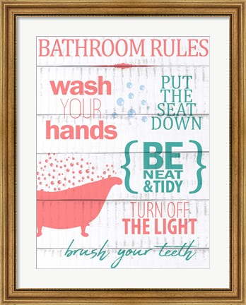 Framed Bath Rules 2 Print