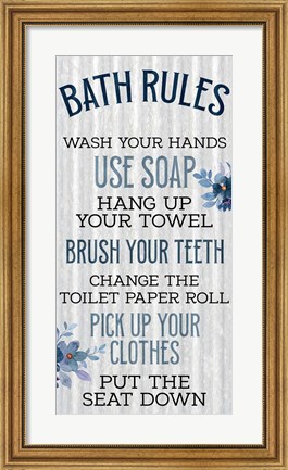 Framed Bath Rules Print