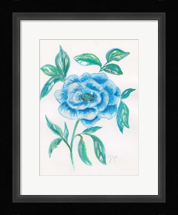 Framed Floral Blue 1 Print