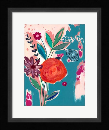 Framed Torn Wallpaper Floral Print