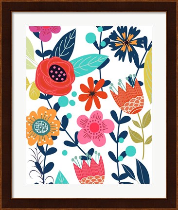 Framed Colorful Floral 1 Print