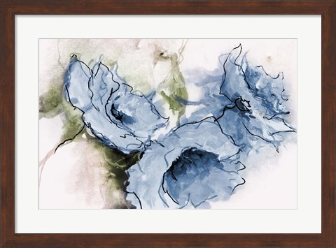 Framed Animated Blue Flora Print