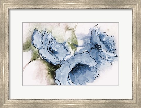 Framed Animated Blue Flora Print