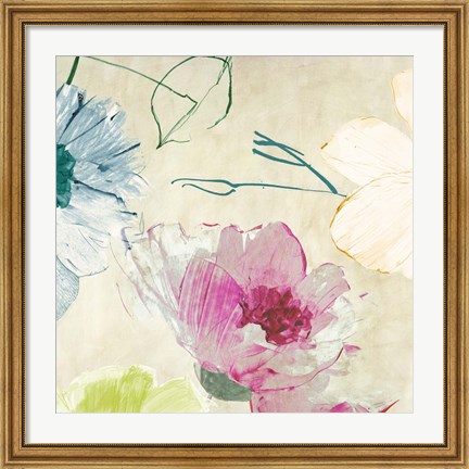 Framed Colorful Floral Composition I (detail) Print