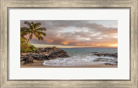 Framed Sunset on a Tropical Beach Print