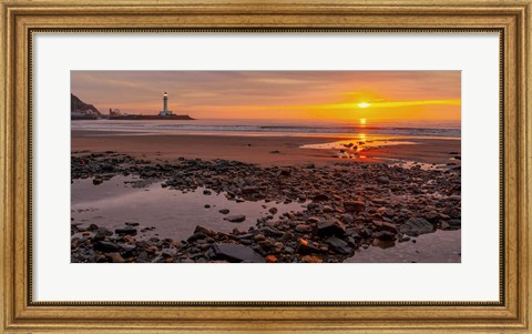 Framed Sunset on the Coast of Yorkshire, UK Print