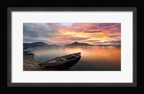 Framed Sunset on a Lake, Scotland Print
