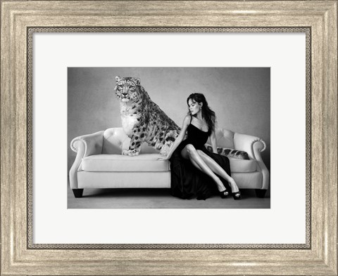 Framed Snow Leopard and Lady, Paris Print