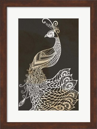 Framed Monotone Peacock Print