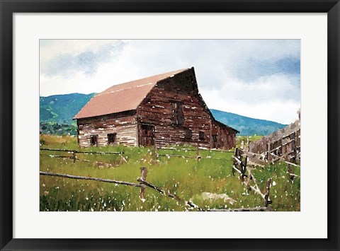 Framed Brown Barn Print