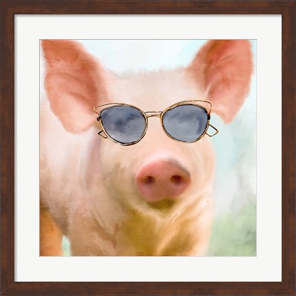 Framed Sun Glasses Pig Print