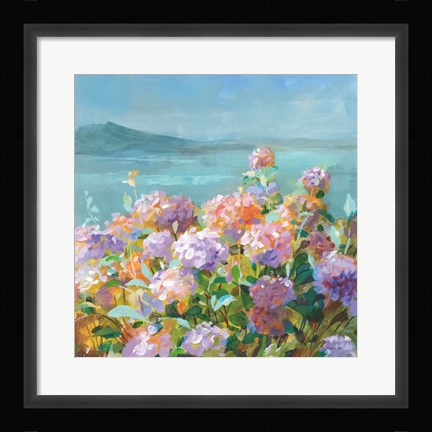 Framed Beach Hydrangeas Print