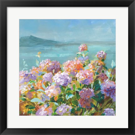 Framed Beach Hydrangeas Print