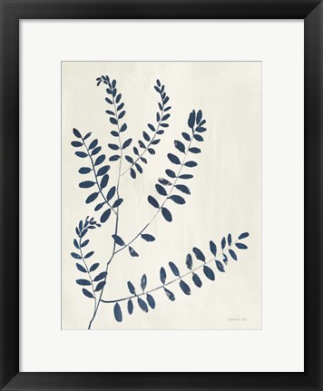 Framed Simple Nature I Indigo Cream Print