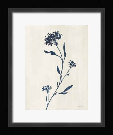 Framed Simple Nature IV Indigo Cream Print