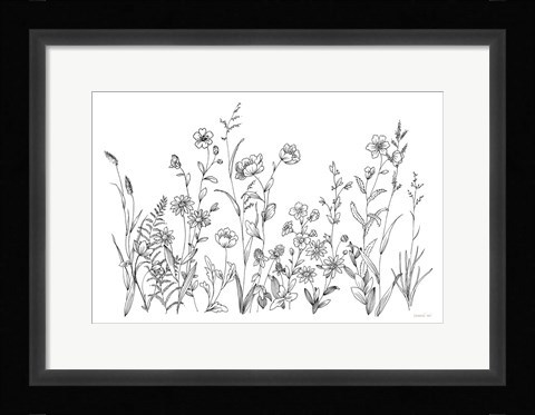 Framed Black and White Garden Print