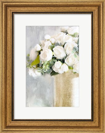 Framed White Roses 2 Print