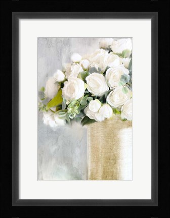Framed White Roses 2 Print