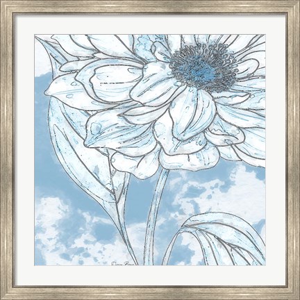 Framed Blue Floral 1 Print