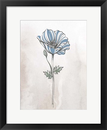 Framed Stone Floral Blues 1 Print