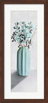 Framed Teal Cotton Bouquet 1 Print