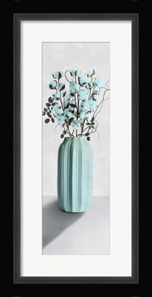 Framed Teal Cotton Bouquet 1 Print
