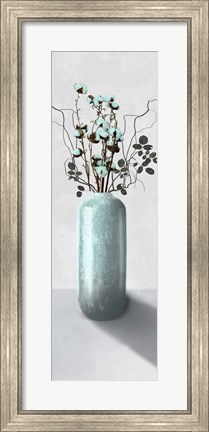 Framed Teal Cotton Bouquet 2 Print