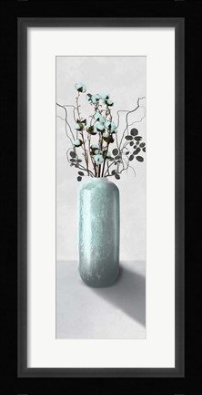 Framed Teal Cotton Bouquet 2 Print
