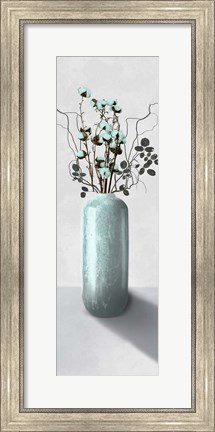 Framed Teal Cotton Bouquet 2 Print