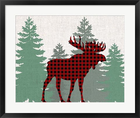 Framed Moose Plaid Print