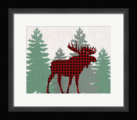 Framed Moose Plaid Print