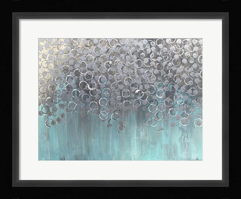 Framed Raining on Aqua Print