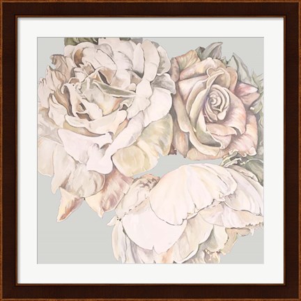 Framed Soft Rose Bunch Print