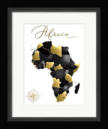 Framed Black Grey Gold Geo Print