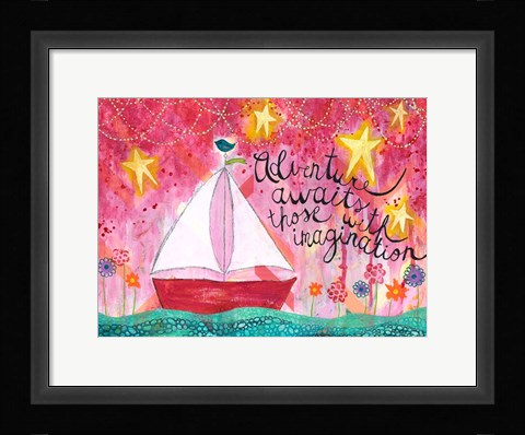Framed Adventure Awaits Sailboat Print