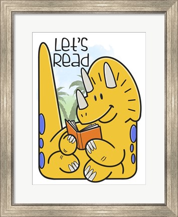 Framed Dino Reading Print