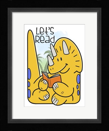 Framed Dino Reading Print